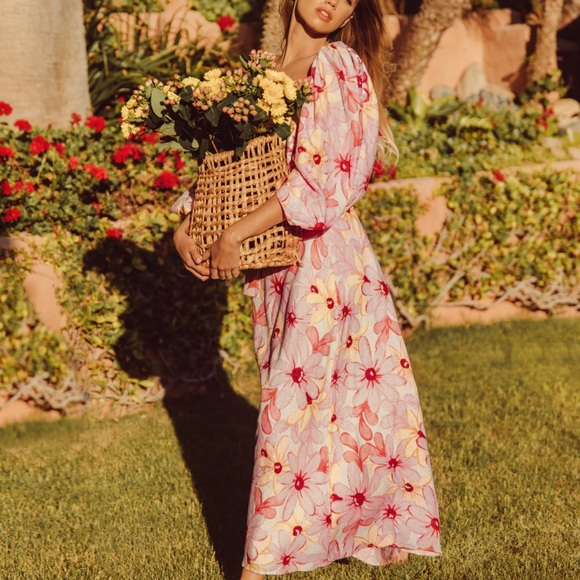 Riviera Summer Floral Dress In Pastel Blooms, Small to Plus Sizing Available - Picture 4 of 10